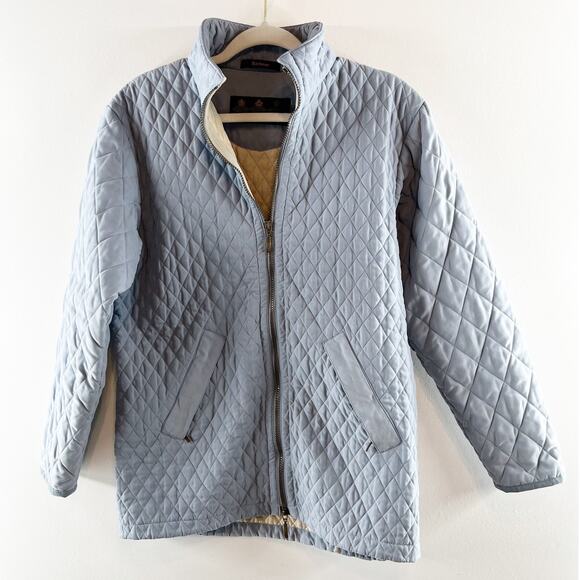 Barbour Lulworth Quilted Long Sleeve Full Zip Jacket Coat Light Blue 8 - Picture 1 of 11